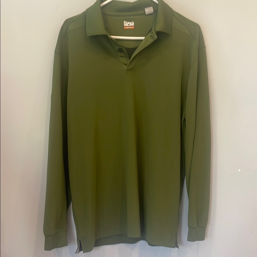 Olive Green Long Sleeve Polo Shirt men’s large callaway golf